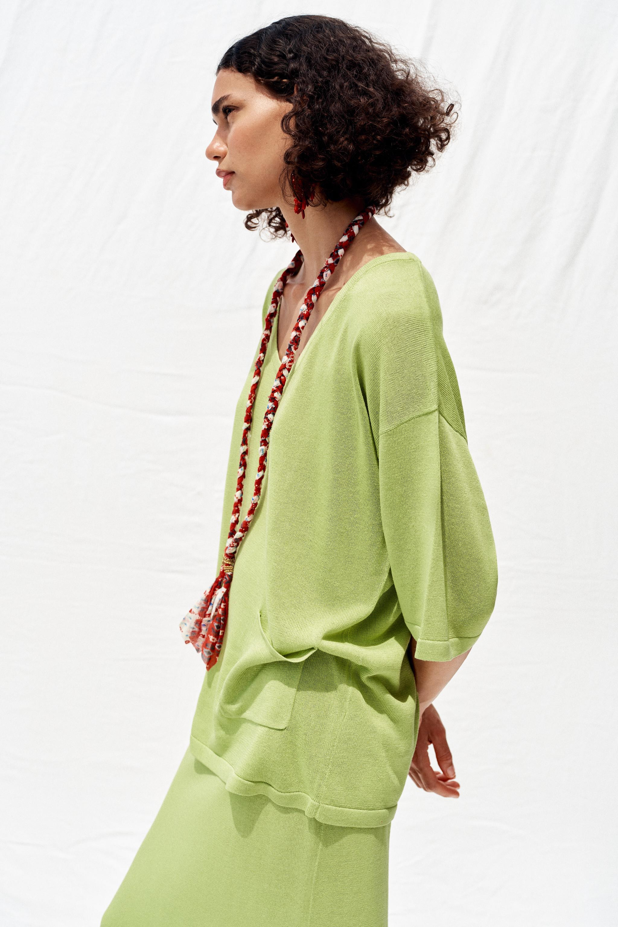 OVERSIZED SHORT SLEEVE KNIT TOP | Zara US