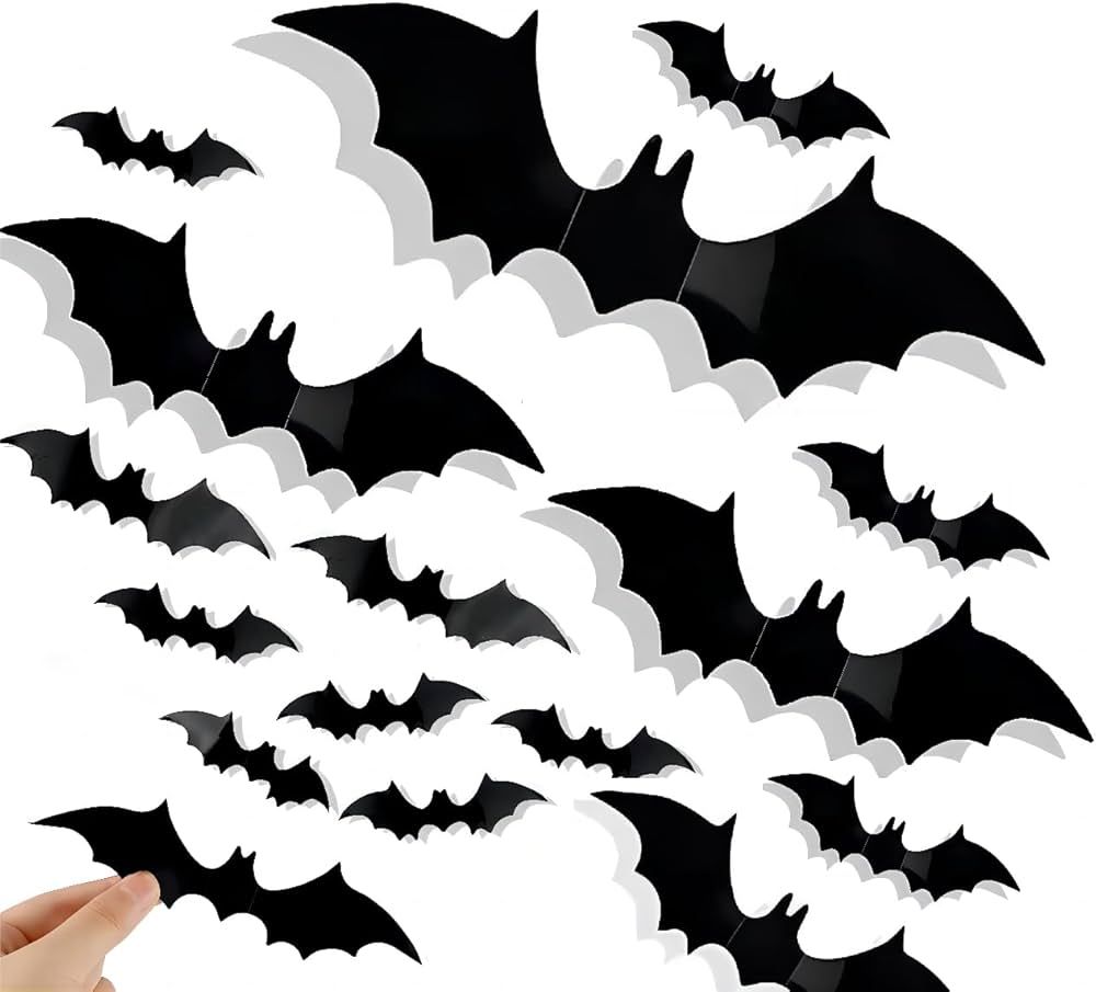 110Pcs Large Bats Halloween Decorations Indoor Decor - 3D Bats Halloween Fall Wall Decals Decorat... | Amazon (US)