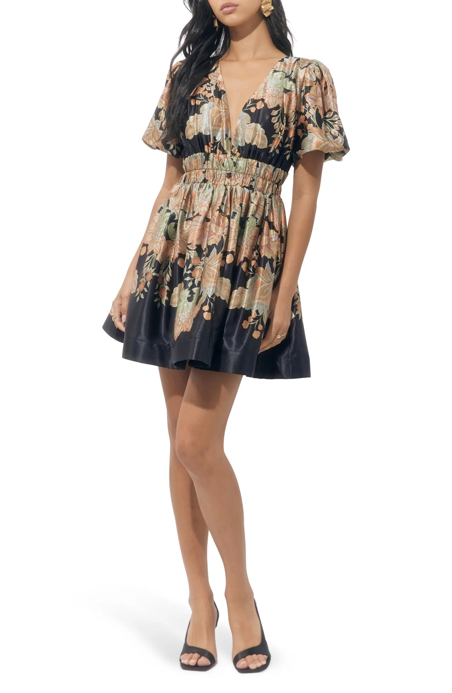 Koi Print Puff Sleeve Dress | Nordstrom
