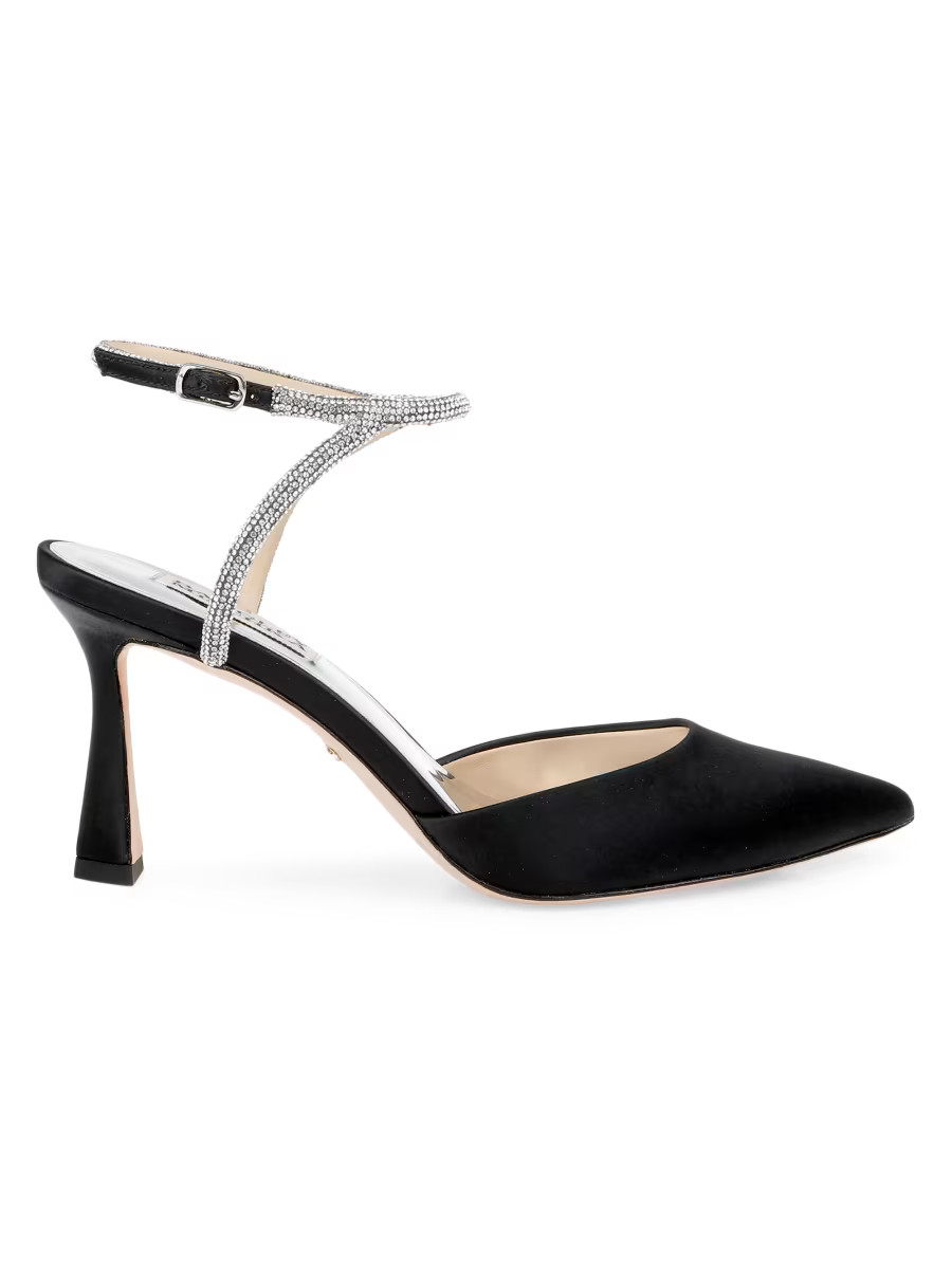 Badgley Mischka Kamilah 80MM Embellished Satin Pumps | Saks Fifth Avenue | Saks Fifth Avenue