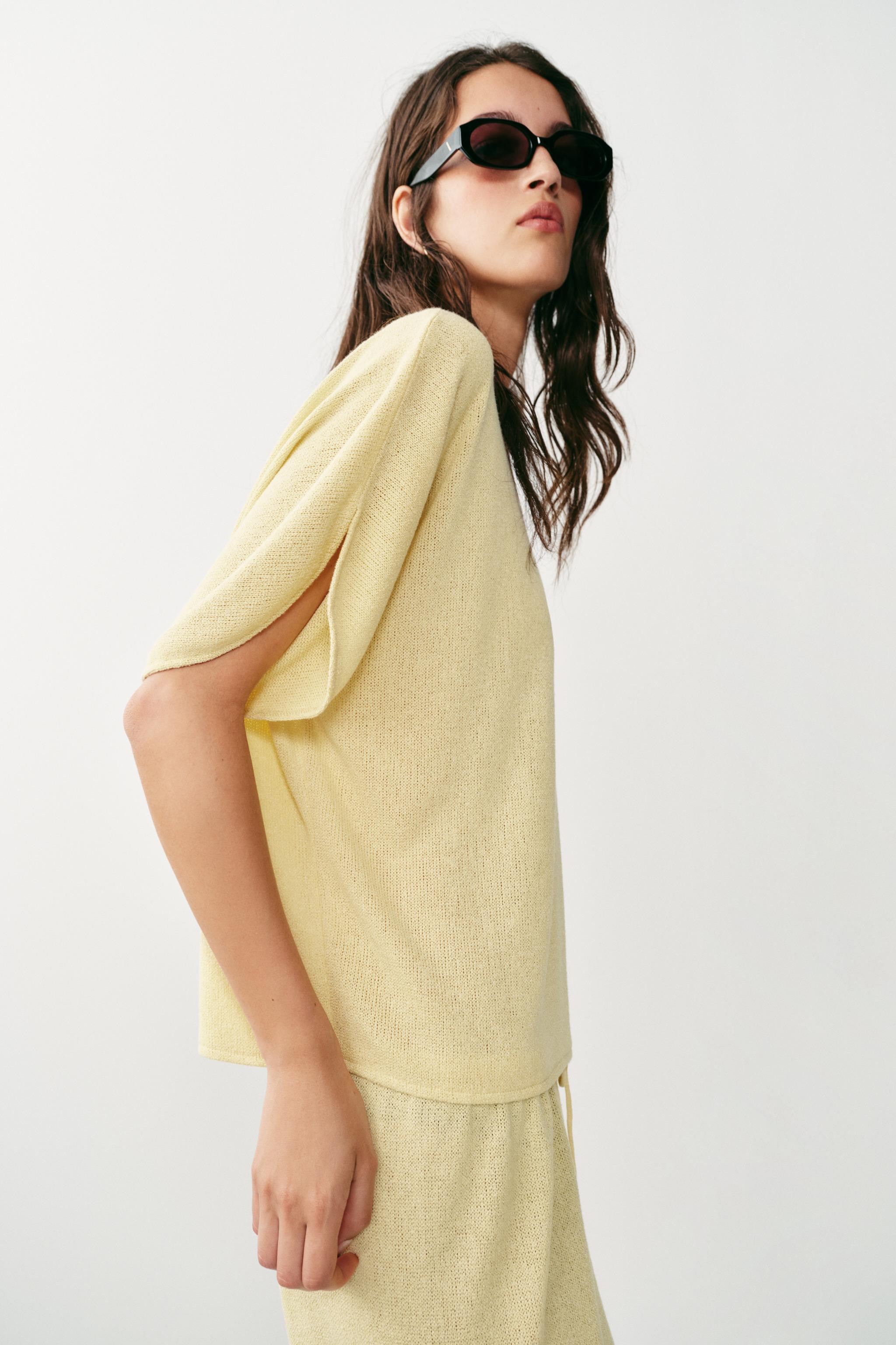 RUSTIC CAPE SLEEVE TOP | Zara UK
