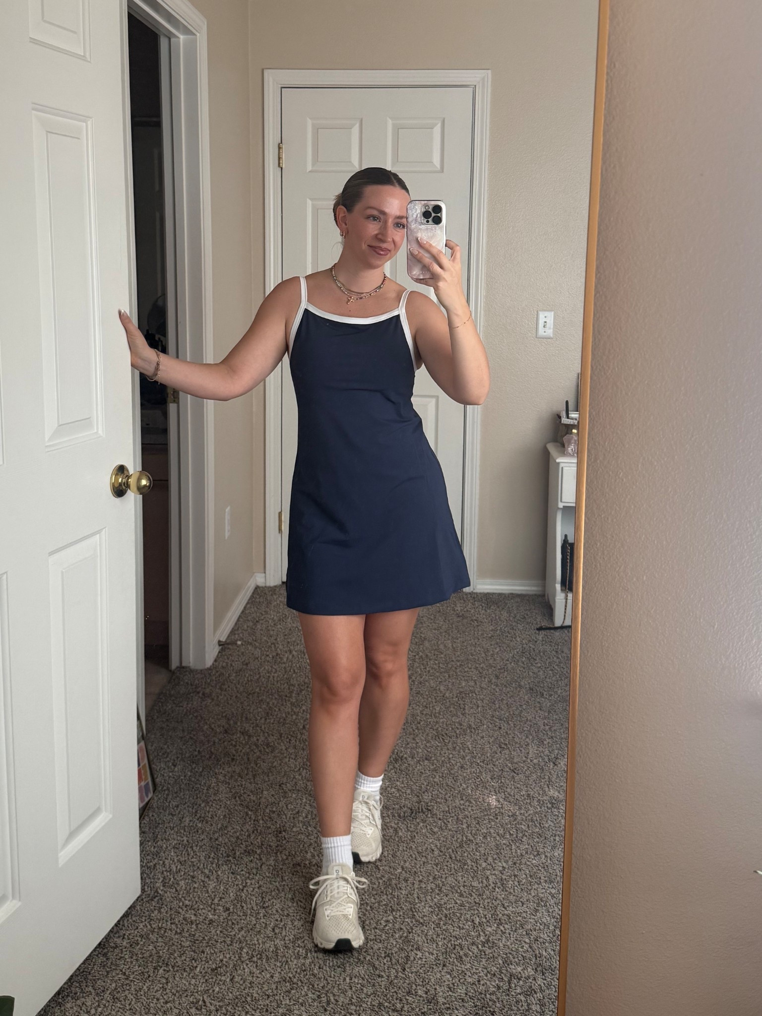 Activewear dress! Perfect for golf, tennis or pickleball. Has built in shorts. The bottom of the shorts was little tight around my thighs and rode up but nothing uncomfortable. I took a size small  

#LTKFindsUnder50 #LTKActive #LTKPetite