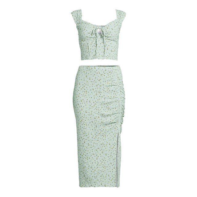 No Boundaries Juniors' Pucker Top and Skirt Set, 2 -Piece, Sizes XS-XXXL | Walmart (US)