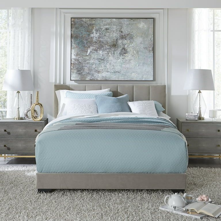 Reece Channel Stitched Upholstered Queen Bed, Platinum Grey, by Hillsdale Living Essentials | Walmart (US)