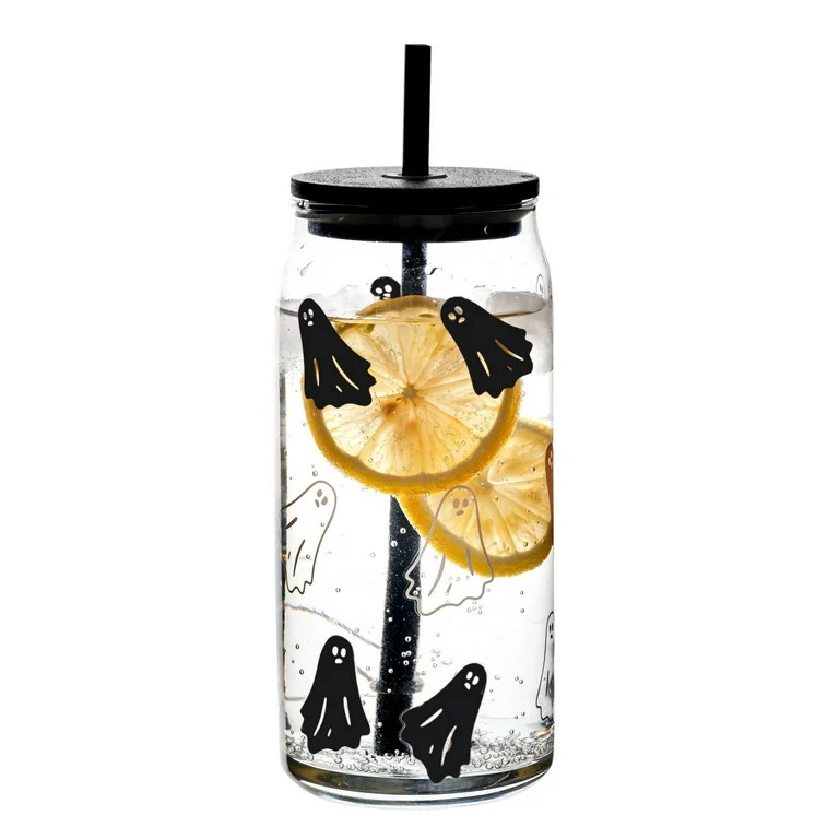 Way To Celebrate 20oz Color Changing Glass Can Ghost Sipper, 1pk | Walmart (US)