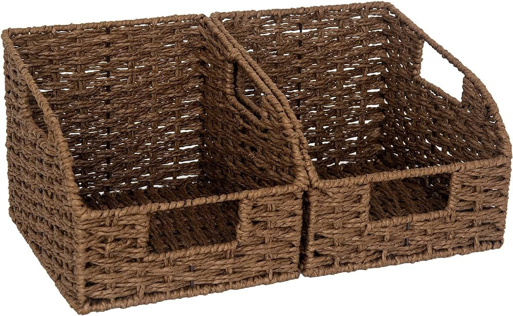 StorageWorks Round Paper Rope Storage Baskets for Organizing, Wicker Baskets with Built-in Handle... | Amazon (US)