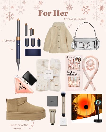 More gift ideas for Her 💕

heatless curls, dyson airwrap, sunset lamp, uggs, mini boots, refy beauty, Prada perfume, fleece jacket, metallic coach bag, hat and scarf gift set 

#LTKGiftGuide #LTKSeasonal #LTKHoliday