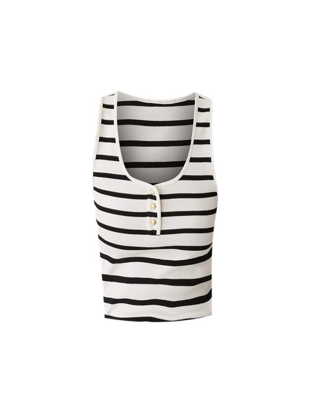 Weekend Collection Striped Henley Tank Top | Ann Taylor