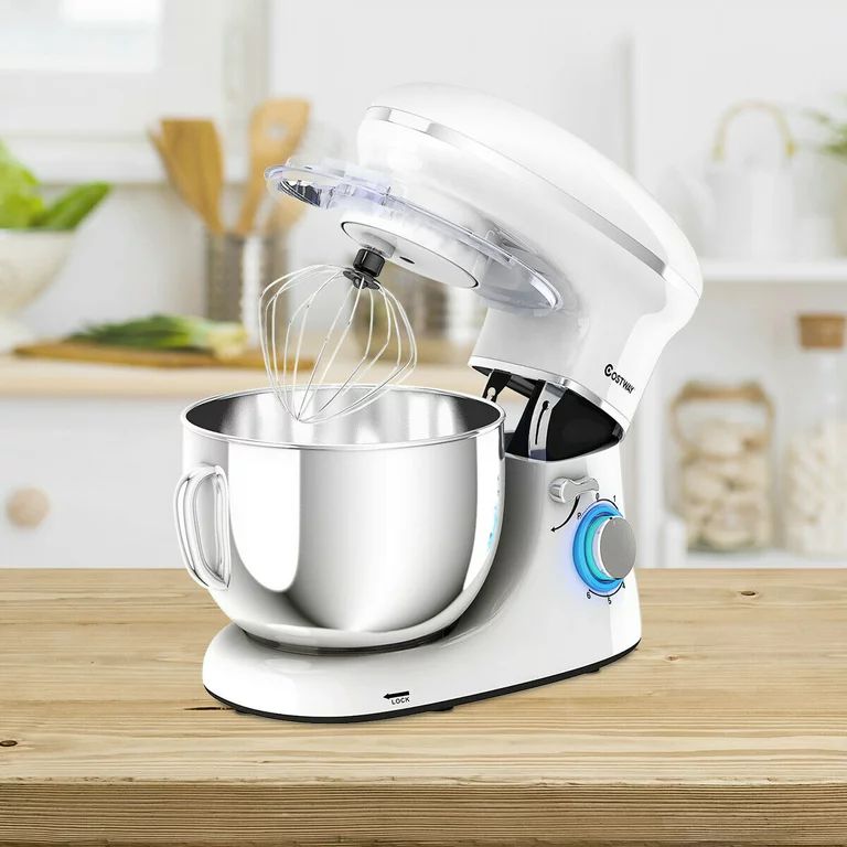 Costway 6 Speed 660W Dough Hook Whisk Beater 6.3Qt Tilt-Head Food Stand Mixer White - Walmart.com | Walmart (US)