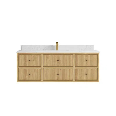 Sonoma Floating Teak 60'' Single Bathroom Vanity with Quartz Top | Wayfair North America