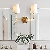 Safavieh SCN4015A Ezra Brass Gold 2-Light Wall (LED Bulbs Included) Sconce, White | Amazon (US)