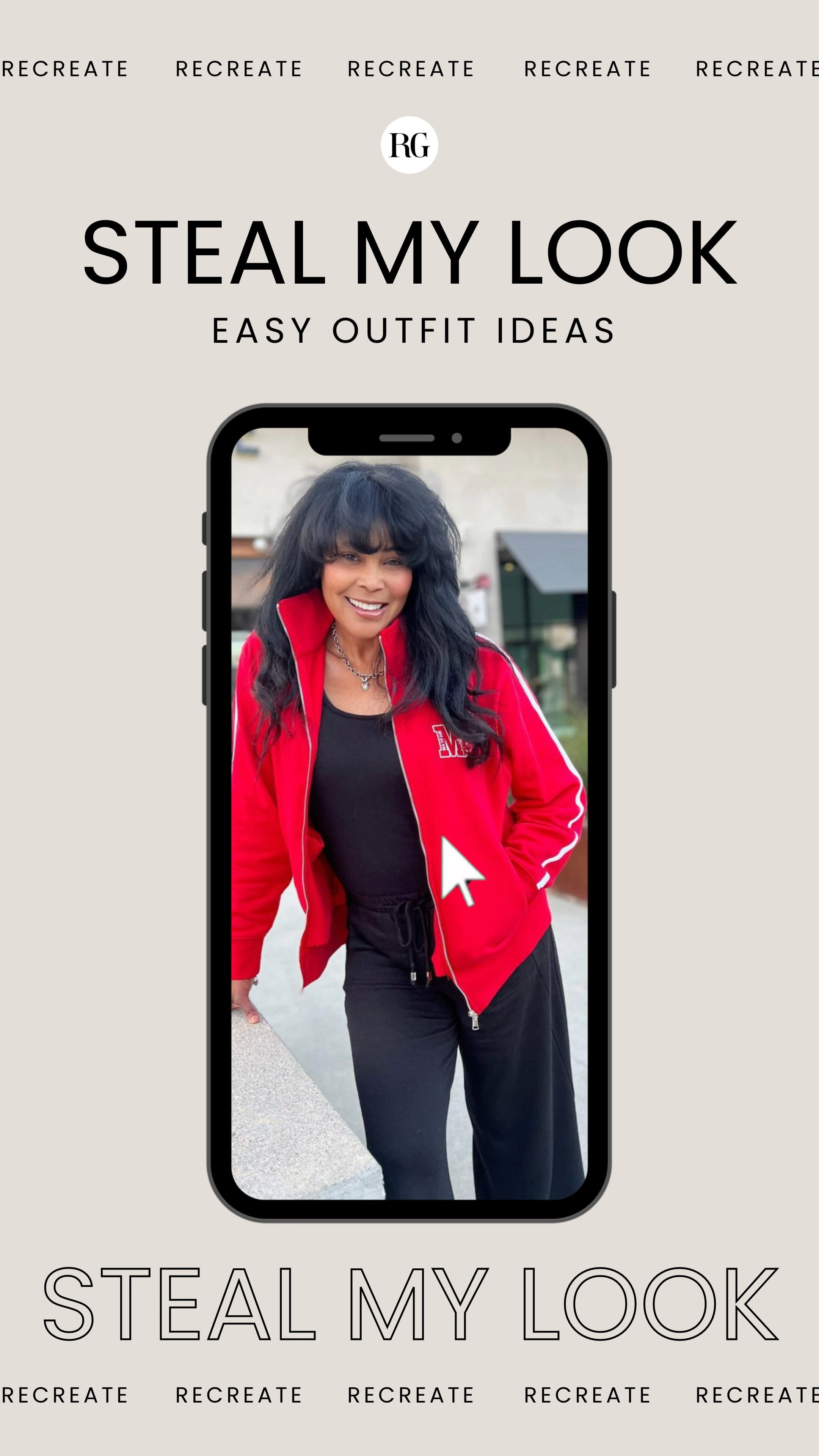 Easy casual outfit idea for everyday walks at the park or brunches. Steal my look with a red comfy jacket, black tank top, loose black pants trousers, and accessorize with a ✨ silver heart necklace and earrings. #EasyOutfit #CasualStyle #EverydayFashion

#LTKstyletip #LTKmidsize #LTKover40