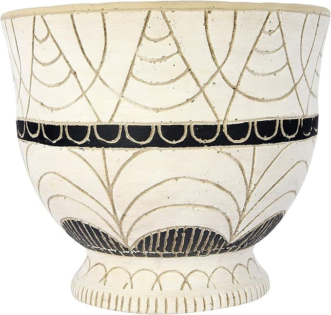 Creative Co-Op Hand-Painted Debossed Terracotta Pedestal Base (Holds 7" Pot) Planter, White | Amazon (US)