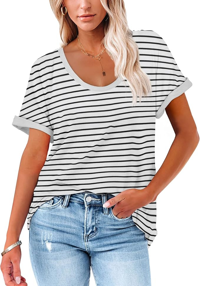 WIHOLL T Shirts for Women Loose Fit Short Sleeve Summer Tops | Amazon (US)