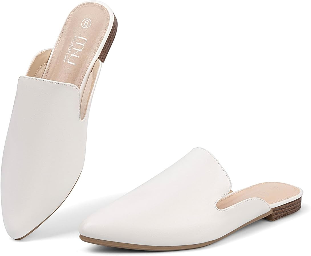 MUSSHOE Mules for Women Flats Comfortable Pointed Toe Women Mules | Amazon (US)