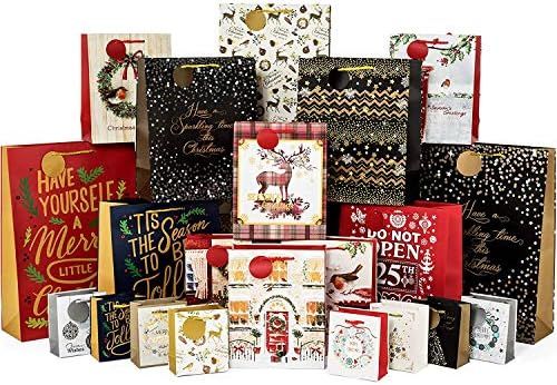 24 Count Gift Bags for Christmas Bulk Set includes 4 Jumbo 6 Large 6 Medium 8 Small for Wrapping ... | Amazon (US)