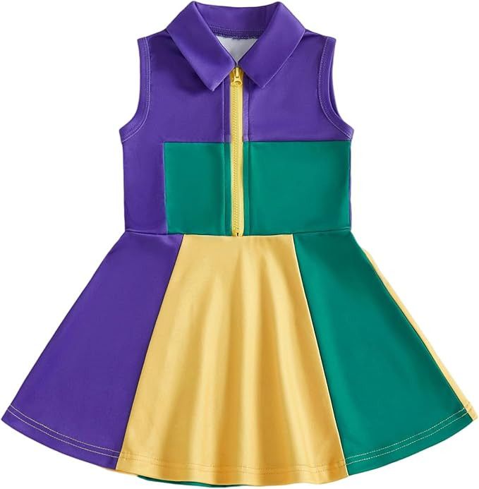 Rourufy Toddler Baby Girl Baseball Outfit Girls Lapel Collar A Line Dress Spring Summer Sleeveles... | Amazon (US)