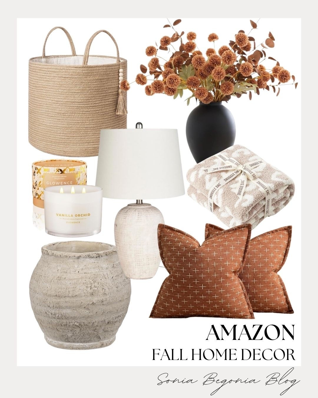 I created this cozy autumn setup featuring warm rust pillows, a plush throw blanket, rustic stone vase, table lamp, and woven basket. Bring pure cozy vibes into your living space! 🌾

#AmazonHome #FallHomeDecor #CozyHome #AmazonFinds #LTKhome #NeutralDecor #ModernFarmhouse #LivingRoomInspo #HomeDecor #AutumnVibes #LTKunder50 #WarmTones

#LTKSeasonal #LTKHome