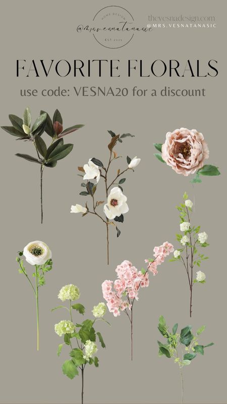 Favorite florals for a little refresh! Use code: VESNA20 for a discount! 

Florals, floral, peony, mauve, hydrangea, magnolias, cherry blossom, spring, living room, flowers, stems, greenery, home, afloral, faux plants, faux flowers 

#LTKhome #LTKsalealert #LTKSeasonal
