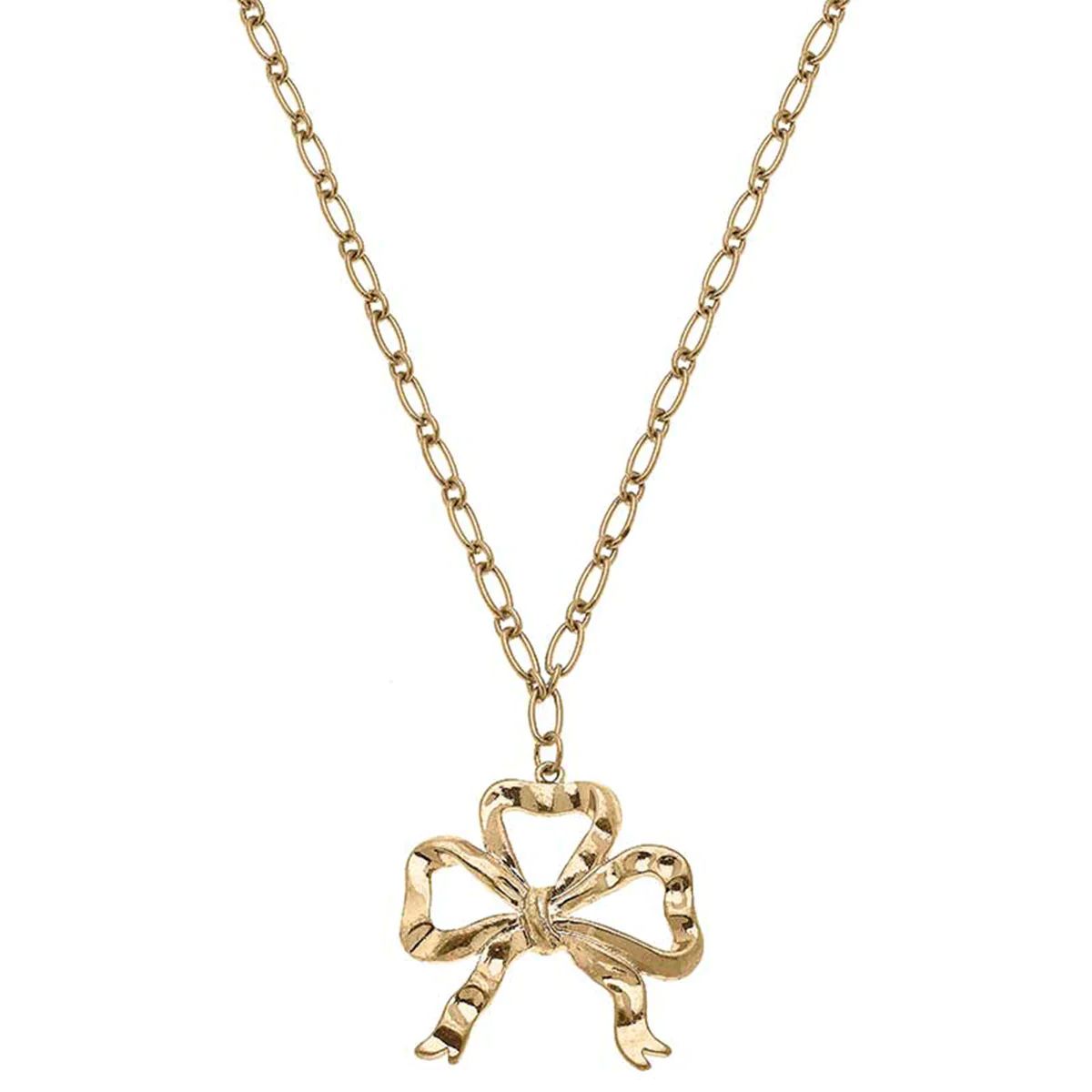 Greyson Bow Pendant Necklace in Worn Gold | CANVAS
