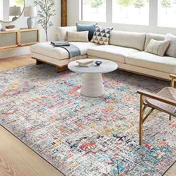 Odelia Vintage Bohemian Area Rug, 7'10" x 10'3", Aqua | Amazon (US)