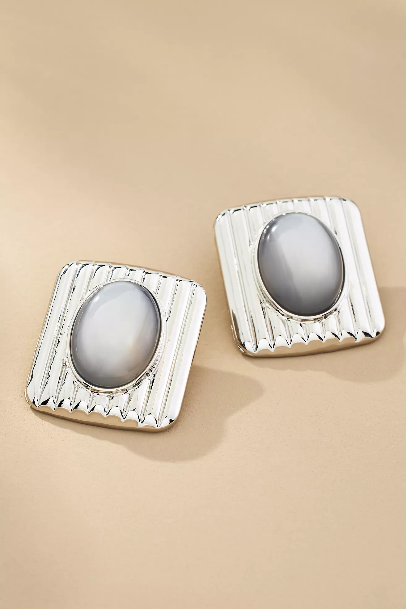 Ribbed Square Stone Earrings | Anthropologie (US)