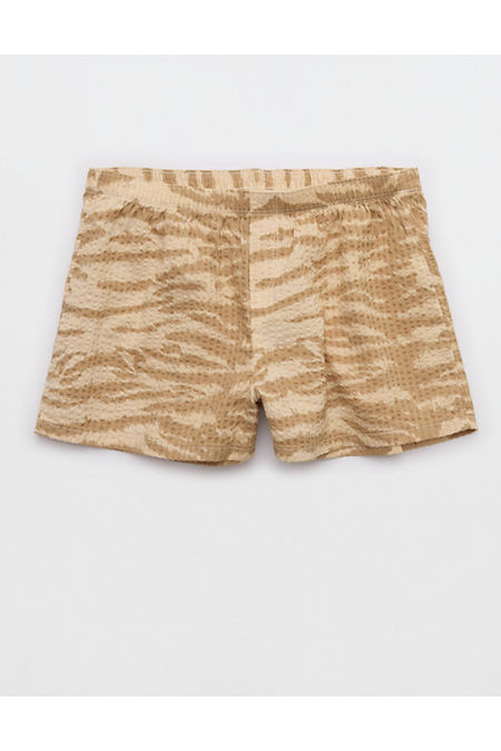 Aerie Around Town Seersucker Boxer Women's Toasted Almond XXS | Aerie