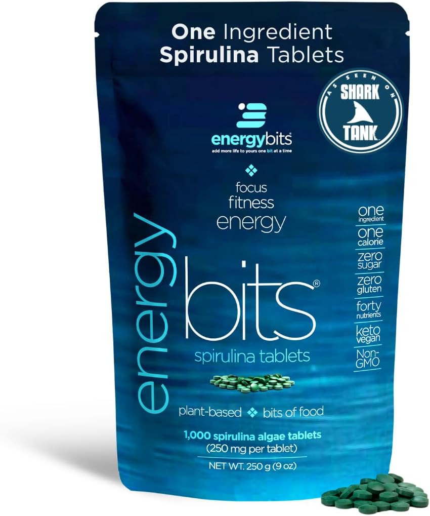 ENERGYBITS Spirulina Tablets, Cellular Energy, Protein, Vegan 1000 Tablets | Amazon (US)