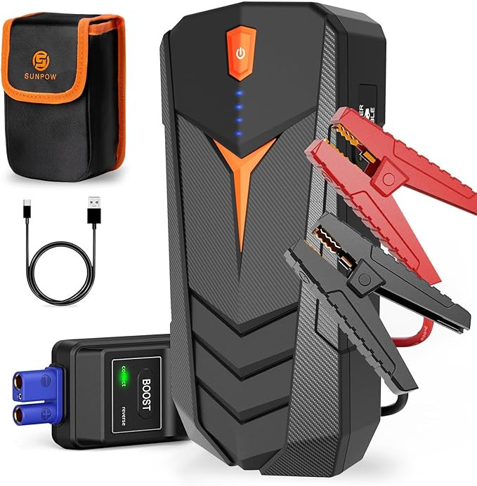 Jump Starter, SUNPOW 1500A Peak Car Jump Starter for Up to 8L Gas or 6.0L Diesel Engine, 12V Auto... | Amazon (US)