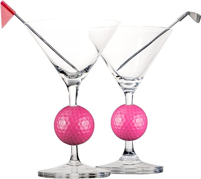 FunPro Crystal Martini Glass with Real Golf Ball - Set of 2, Patent Pending, V-Shape Long Stem Ma... | Amazon (US)