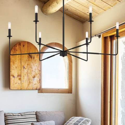 Savoy House Salerno 42" Wide Matte Black 6-Light Chandelier | Lamps Plus