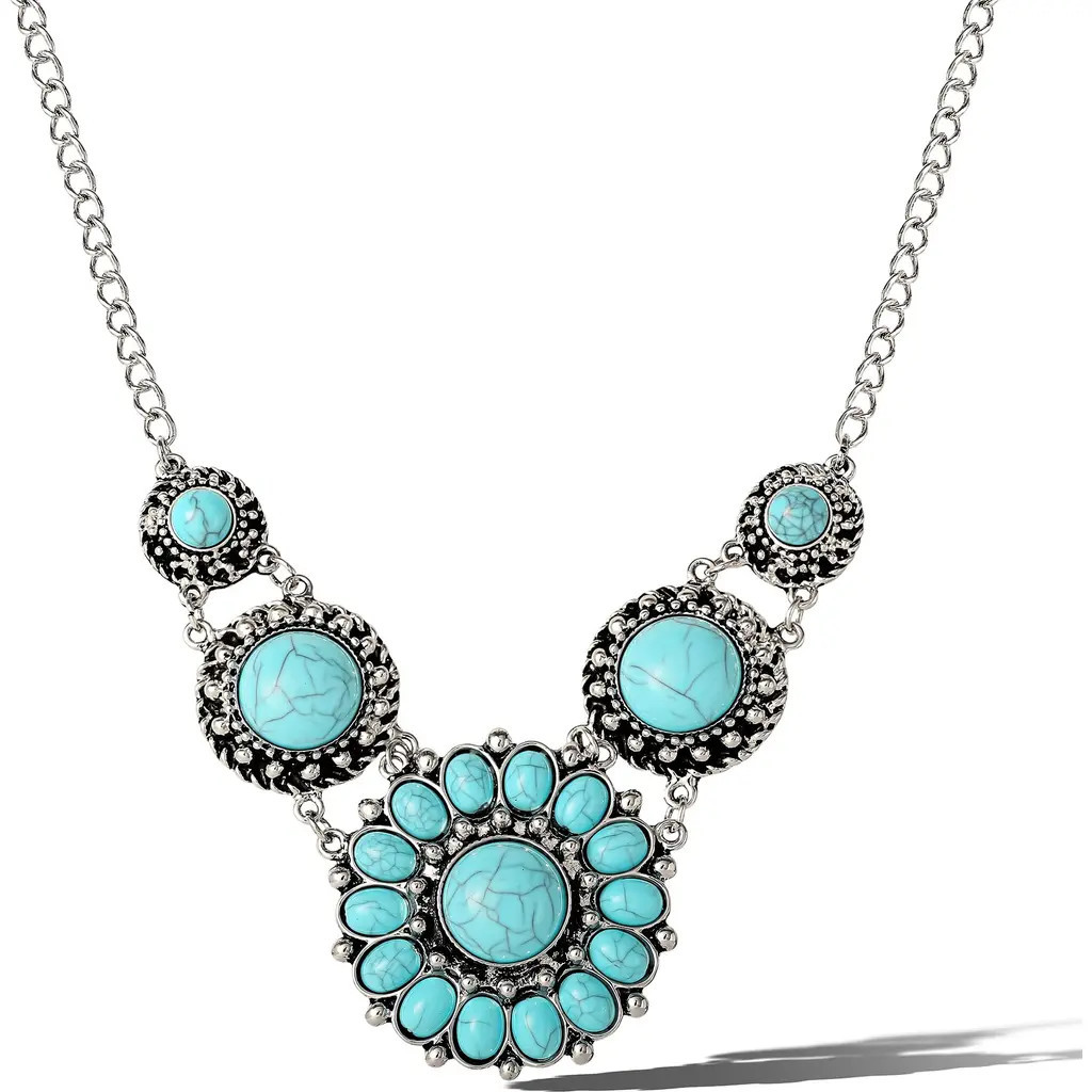 Jessica Simpson Turquoise Statement Necklace in Silver, Turquoise at Nordstrom | Nordstrom