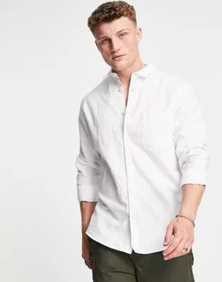 River Island long sleeve linen shirt in white | ASOS (Global)