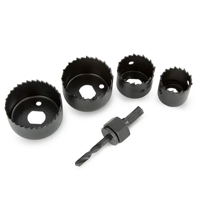 Hyper Tough Hole Saw Set with Arbor 1-1/4-Inch, 1-1/2-Inch, 2-Inch and 2-1/8-Inch, 3580 | Walmart (US)