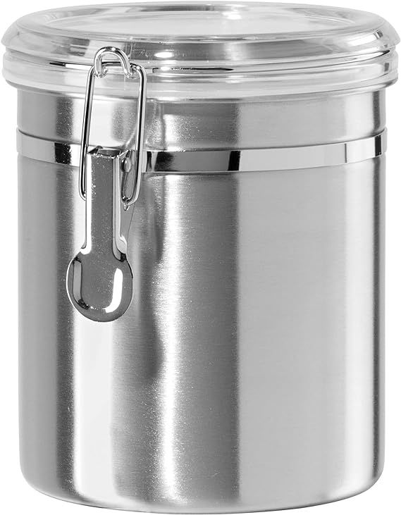 OGGI Stainless Steel Kitchen Canister 52 fl oz - Airtight Clamp Lid, Clear See-Thru Top - Ideal f... | Amazon (US)