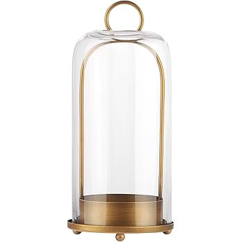 12" High Versatile Modern Metal Hurricane Lantern with Handmade Sturdy Glass Dome in Antique Bras... | Amazon (US)