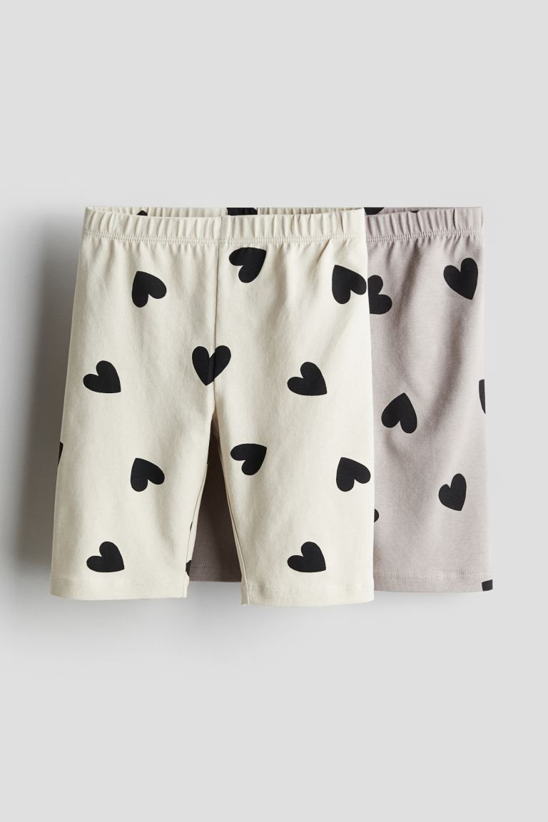 2-pack Bike Shorts - Light taupe/hearts - Kids | H&M US | H&M (US + CA)