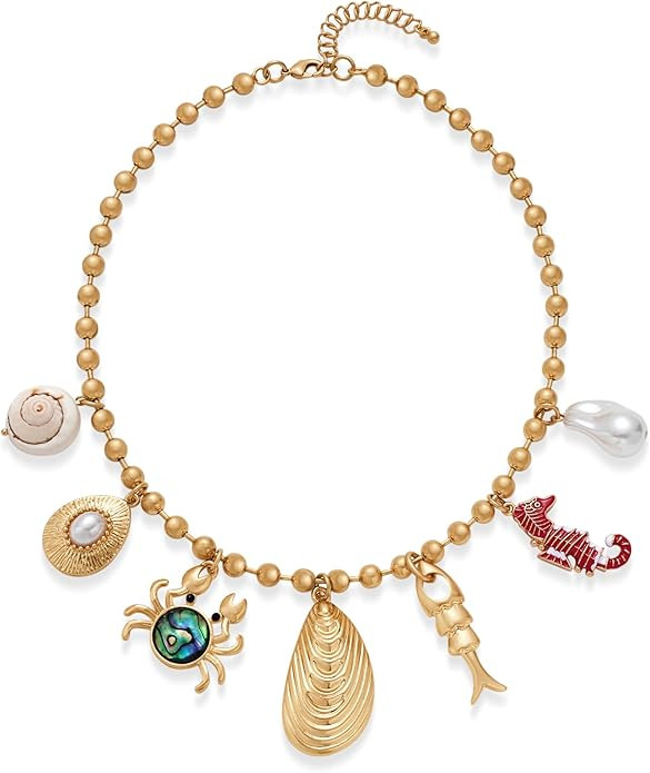 CLASSYZINT Shell Necklace for Women Gold Chain Necklace with Seashell Charms Summer Ocean Choker ... | Amazon (US)