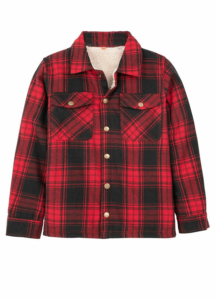 Matching Family Outfits - Kids Toddler Red Plaid Flannel Shacket | FlannelGo