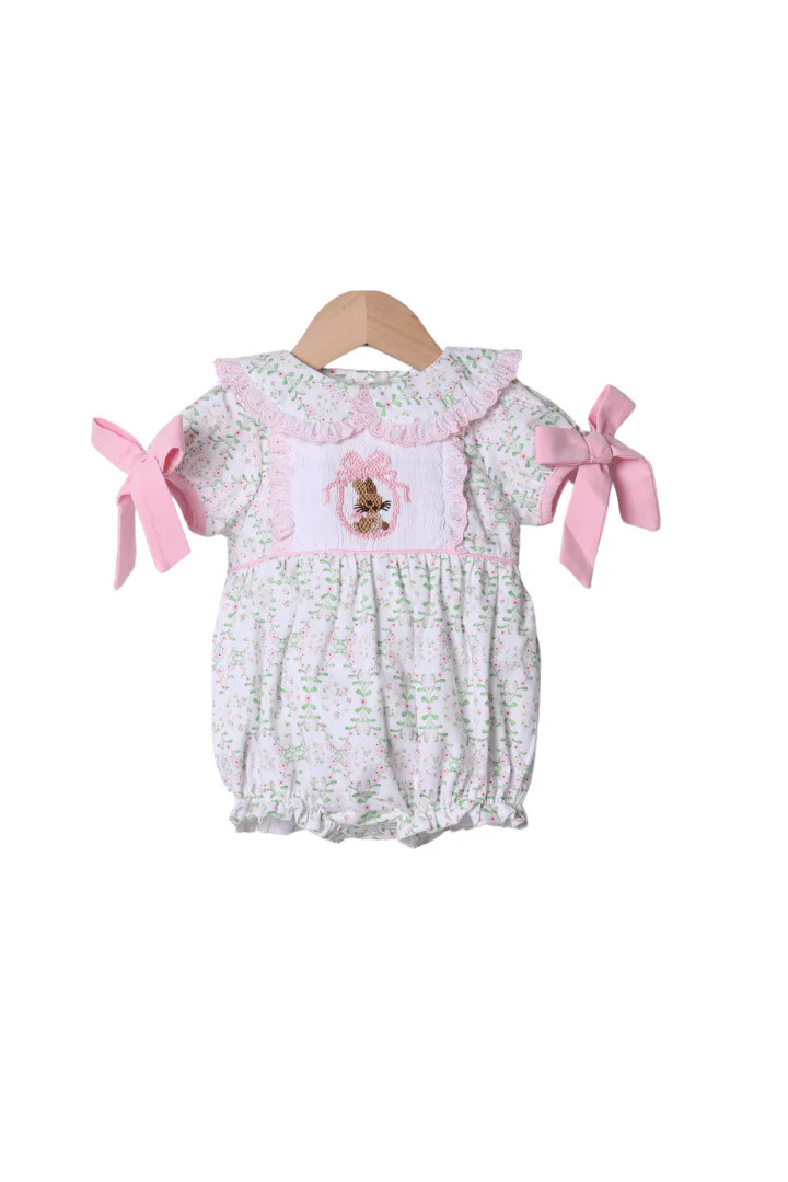 Smocked Bunny Easter Floral Bubble | The Smocked Flamingo