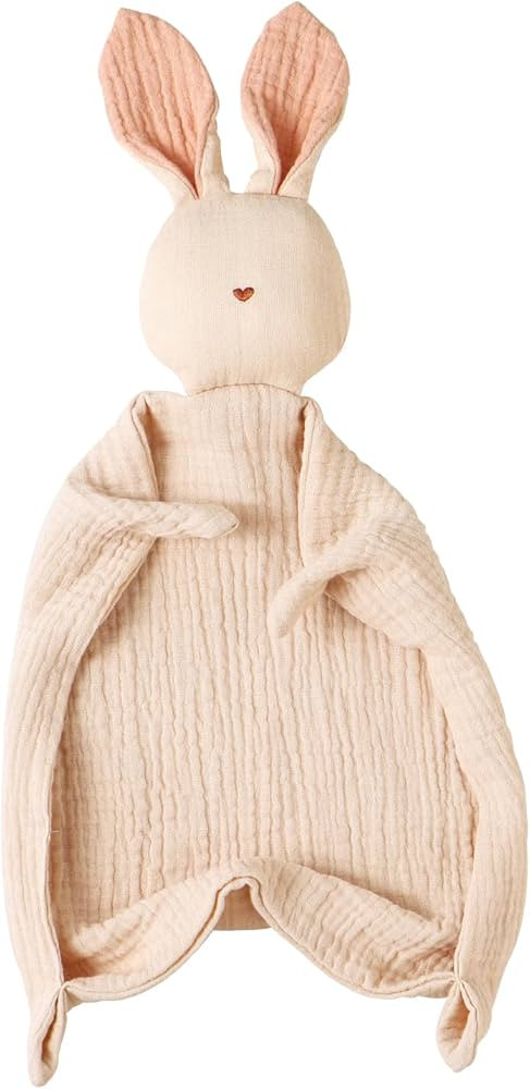 insular Bunny Lovey Blanket for Boys and Girls, Organic Cotton Muslin Security Blanket for Babies... | Amazon (US)