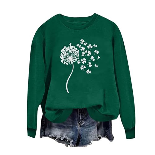 St. Patricks Day Shirts for Women Plus Size Clothes Fashion Clothing Casual Long Sleeve Crewneck Shamrock Irish Sweatshirts Lightweight Clover Pullover Tops Spring Summer Clothes Travel Outfit | Amazon (US)