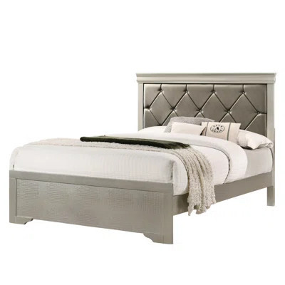 Strong Wood Bed Featuring Upholstered Headboard And Beige Color Panel Youth With Legs | Wayfair North America