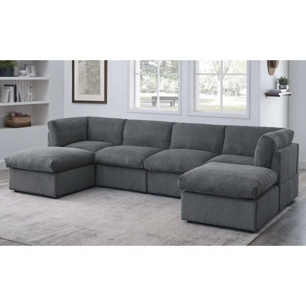 Annai 129" Wide Reversible Modular Corner Sectional with Ottoman | Wayfair North America