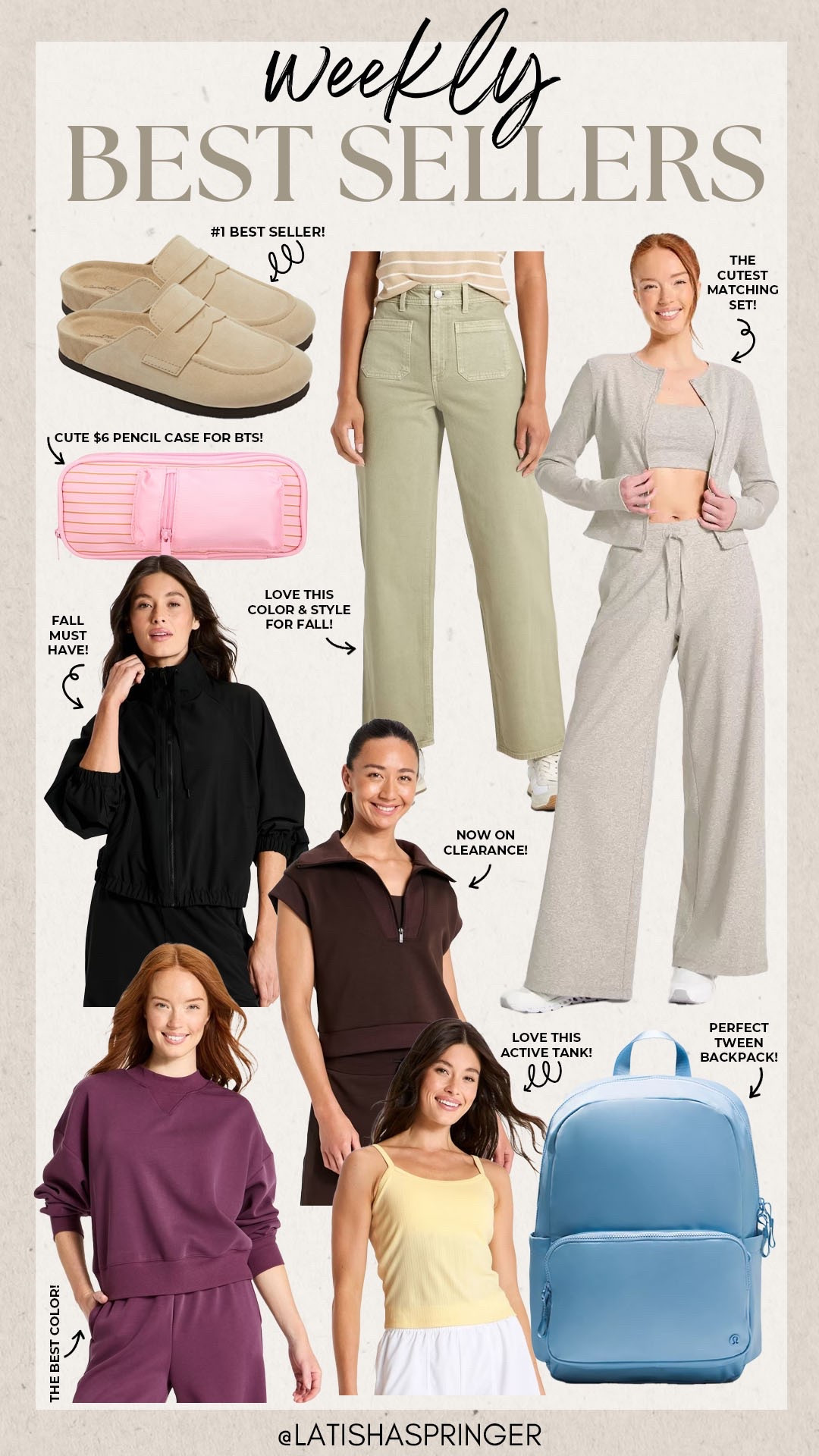 Last week’s best sellers!

#bestsellers

Weekly best sellers. Weekly most loved. Weekly best selling favorites. Target matching lounge set. Target fall denim. Target suede mules. Trending fall style. Target athleisure. Tween backpack.

#LTKootd #LTKSaleAlert #LTKSeasonal
