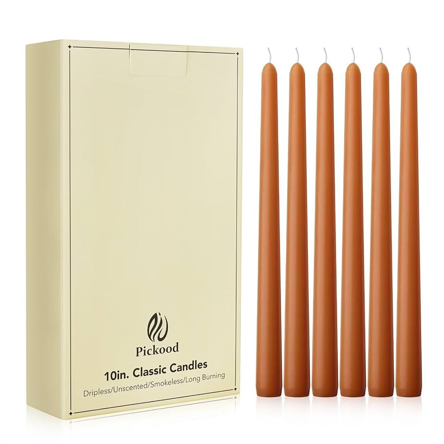 New Burning Formula Unscented Dripless 10-Inch Taper Candles Set of 12 - Burnt Orange, for Weddin... | Amazon (US)