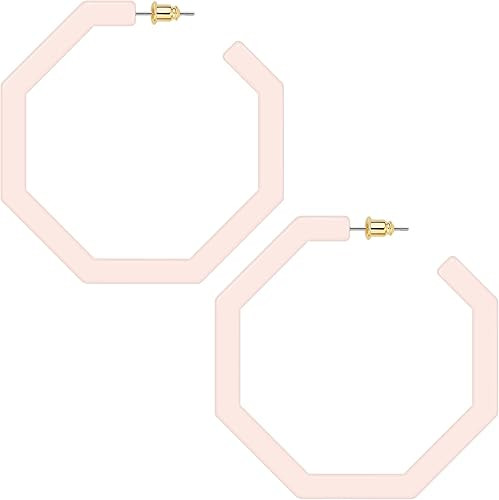 wowshow Acrylic Resin Hoop Earrings for Women Statement Fashion Geometric Octagon Earrings | Amazon (US)