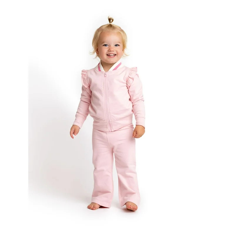 Paris Hilton x Monica + Andy Organic Cotton Baby Ruffle Sleeve Tracksuit, Sizes 0/3 Months-5T | Walmart (US)