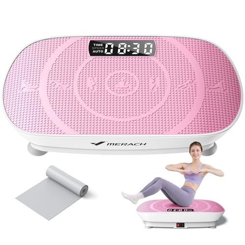 MERACH Vibration Plate Exercise Machine, Whole Body Workout Equipment for Women, Bluetooth and Silicone Pedal, Vibration Plate with Auto Mode, Vibrate Fitness Platform for Home (Pink) | Amazon (US)