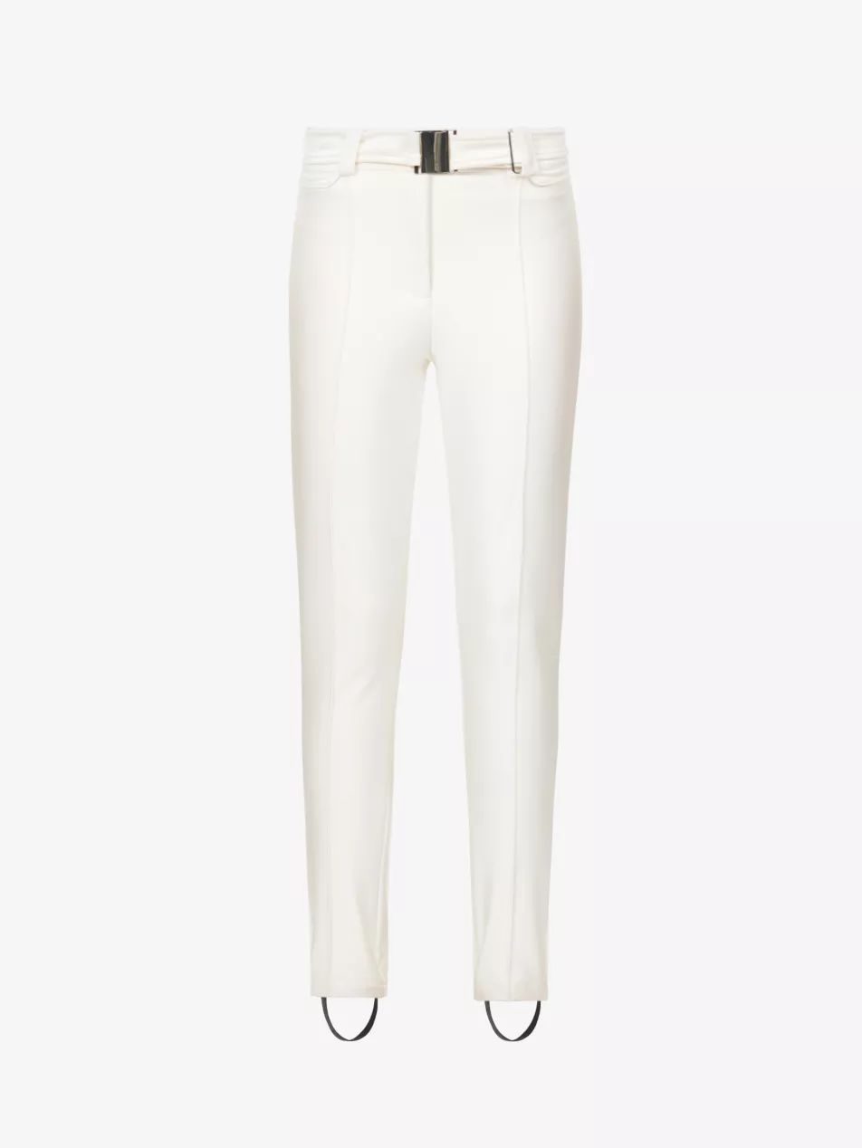 Detachable-belt slim-fit tapered mid-rise stretch-woven trousers | Selfridges